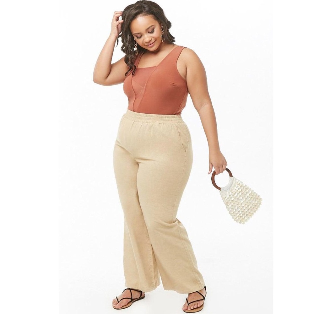 Forever21 plus size linen blend wide leg pants 3x